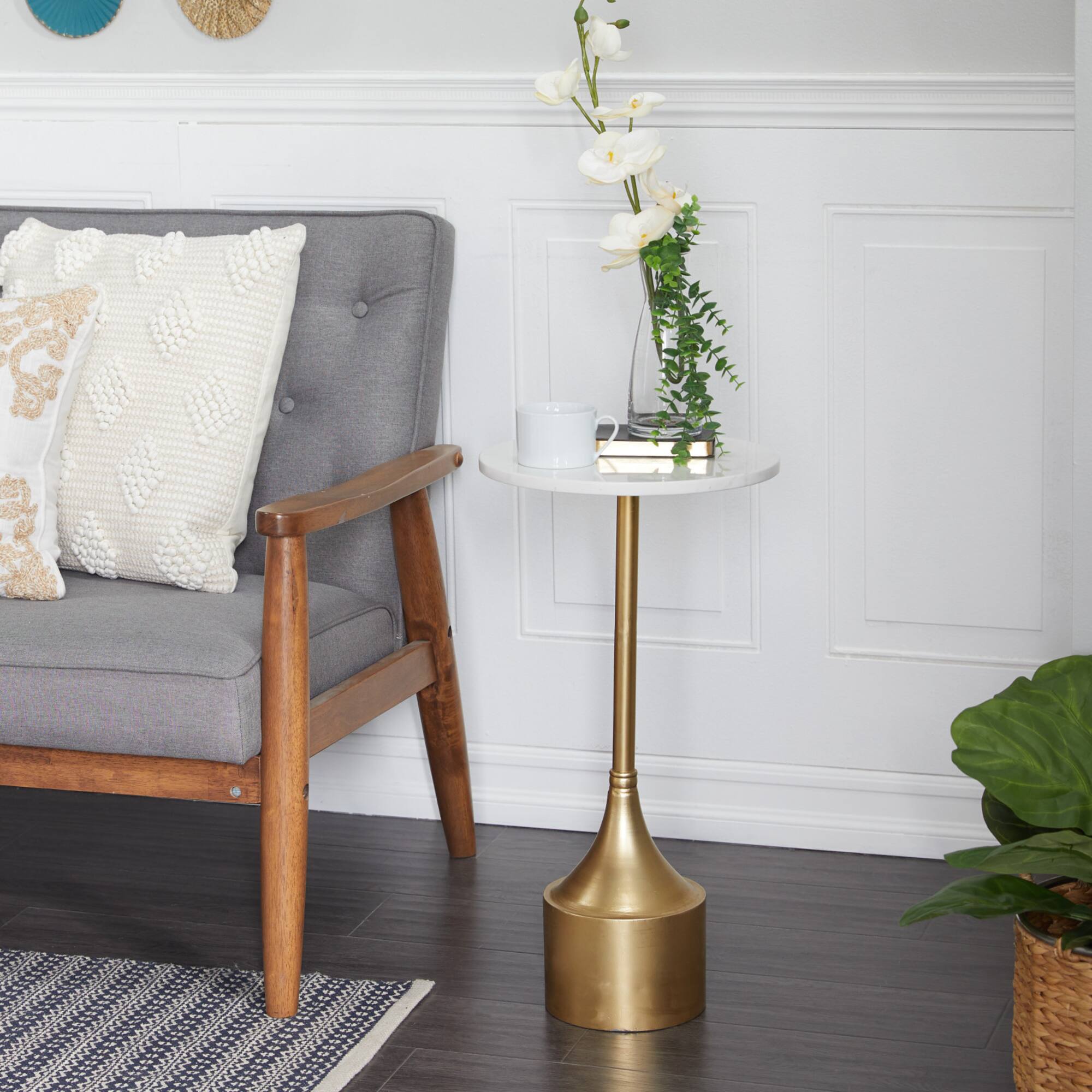 25" Gold Iron Contemporary Accent Table